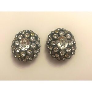Vintage Rhinestone Clip On Earrings